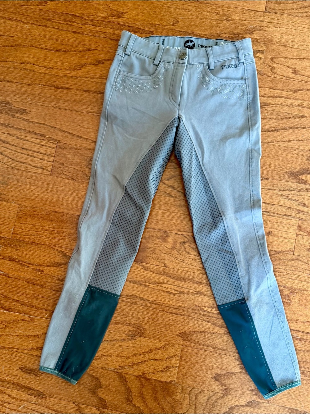 Pikeur Kids' Light Gray Full-Seat Breeches with Bling